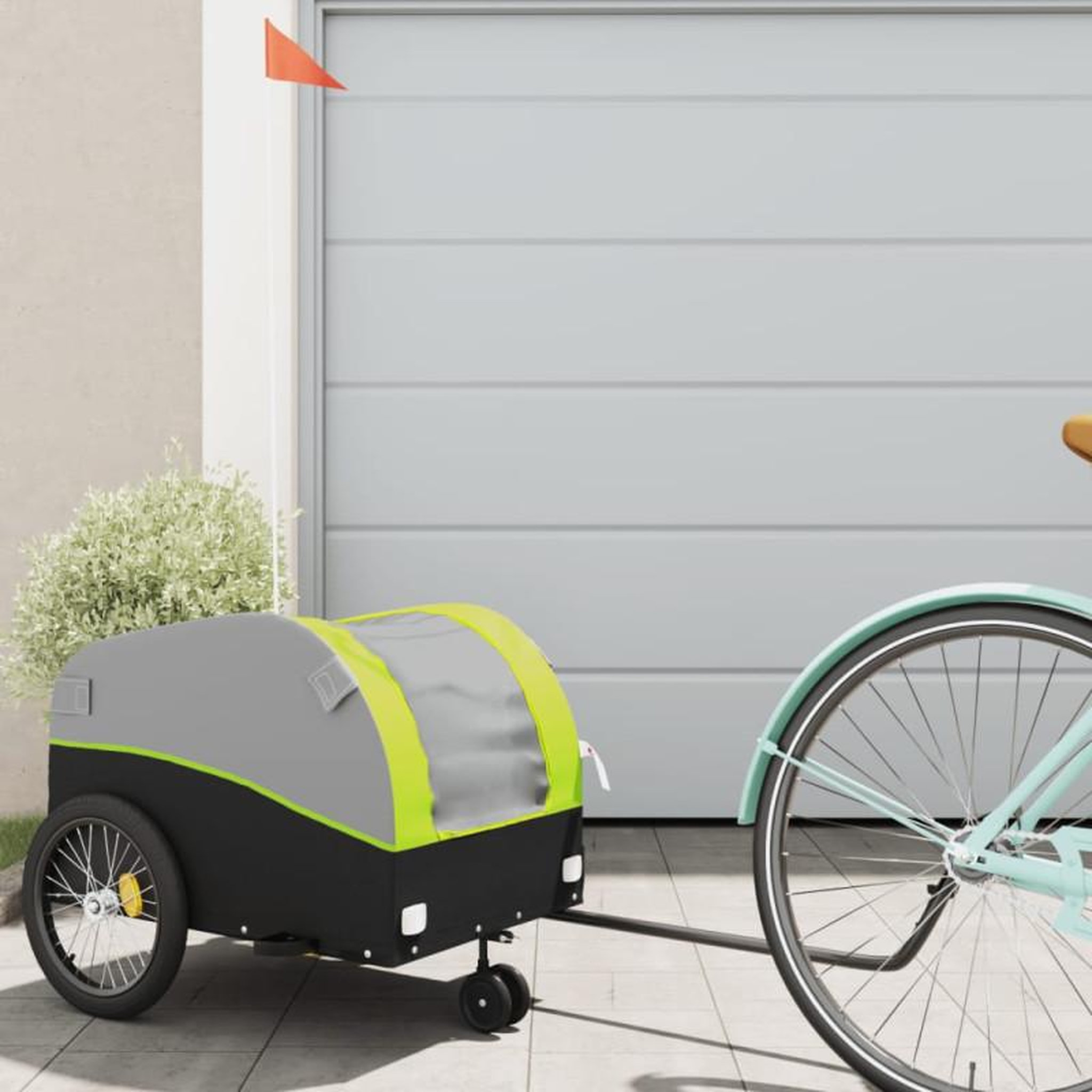 VIDAXL Remorque de vélo noir et vert 30 kg fer