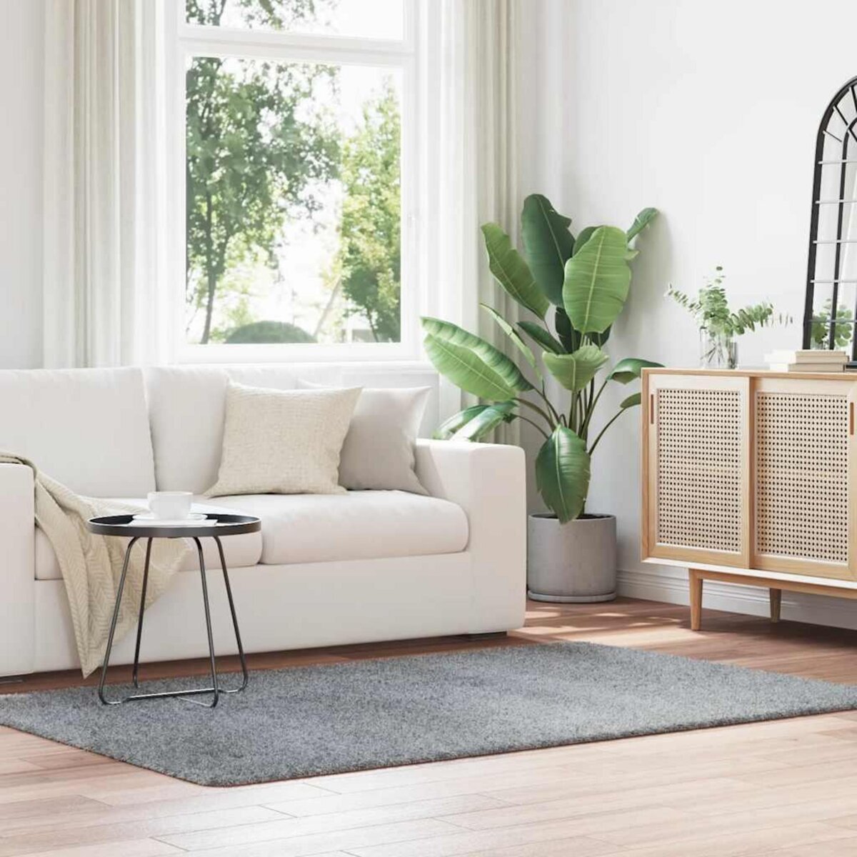 VIDAXL Tapis Shaggy a poils longs NAVARRA gris argente 130x200 cm