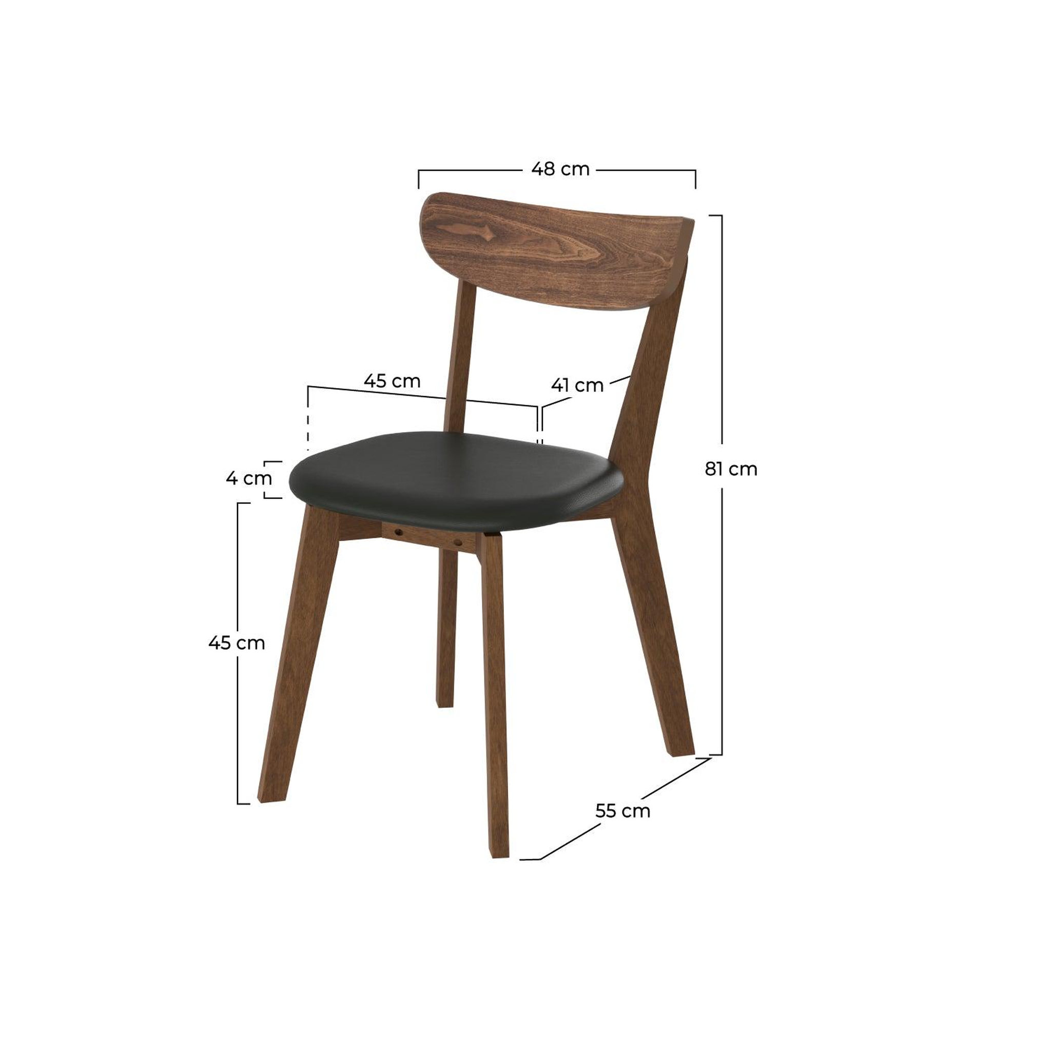 Voir la diapositive 4 : MAISON PAVANE Lot de 2 chaises en cuir synthétique noir et bois de frêne-tabata