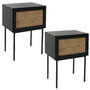 Voir la diapositive 1 : TOILINUX Lot de 2 Tables de chevet en cannage 1 porte en Bois et métal