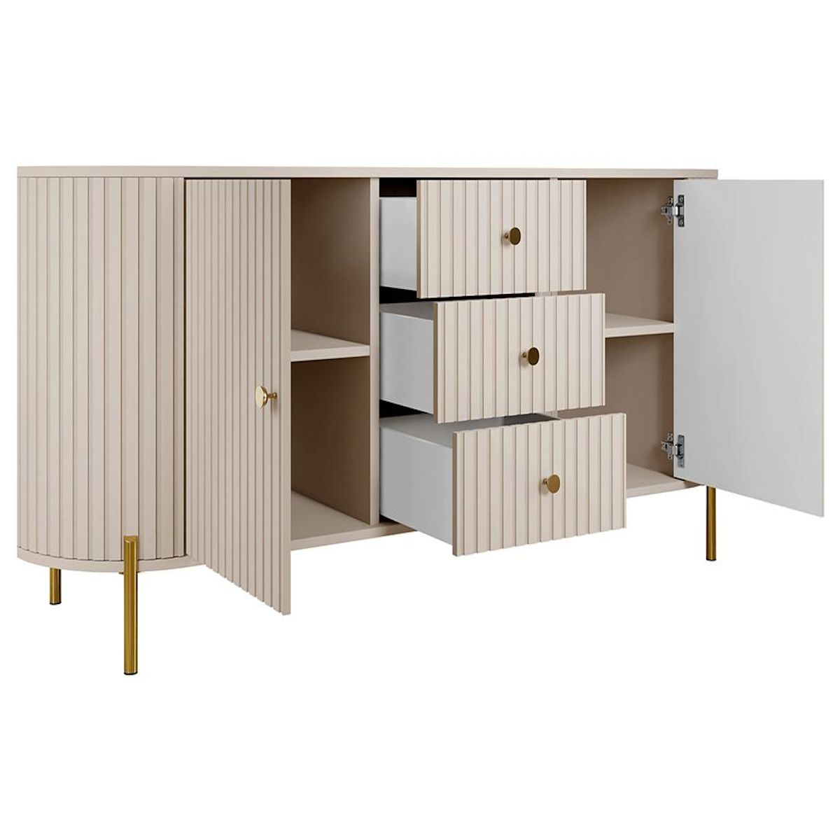 BEST MOBILIER Jaime - buffet bas 178 cm - 3 tiroirs, 2 portes et 2 étagères