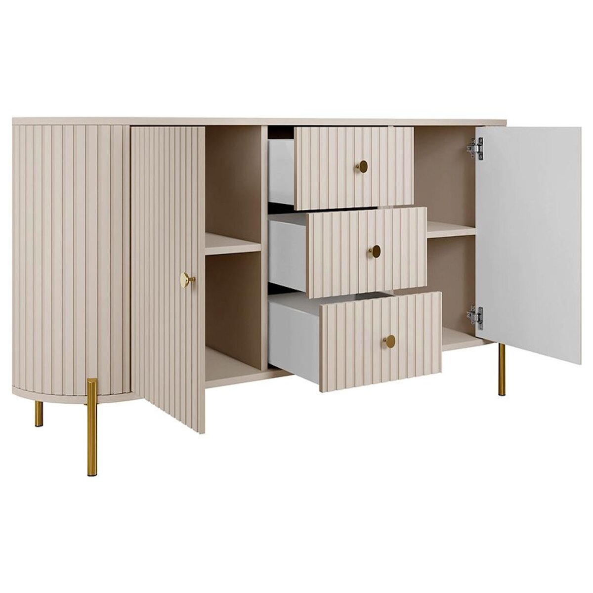 BEST MOBILIER Jaime - buffet bas 178 cm - 3 tiroirs, 2 portes et 2 étagères