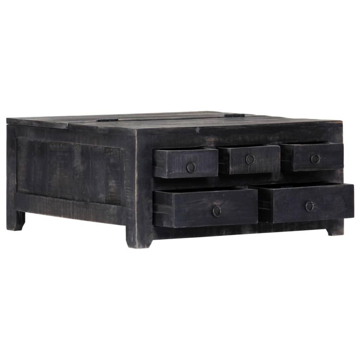 VIDAXL Table basse Noir 65x65x30 cm Bois de manguier massif