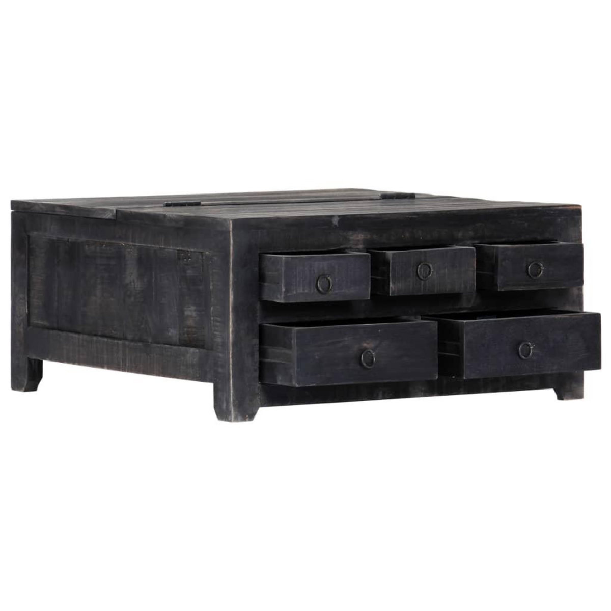 VIDAXL Table basse Noir 65x65x30 cm Bois de manguier massif