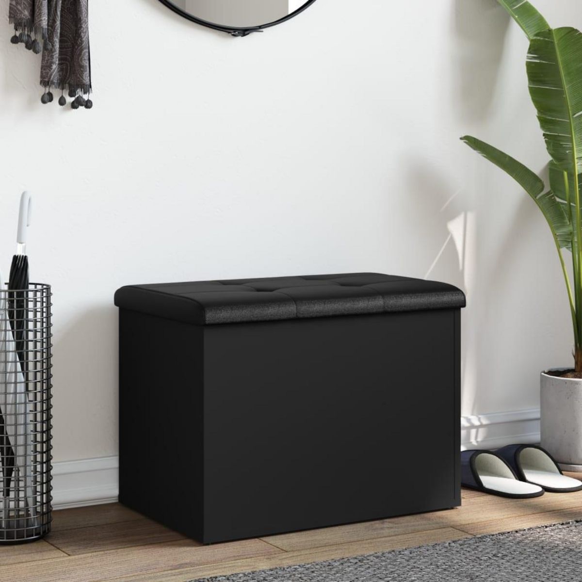 VIDAXL Banc de rangement noir 62x42x45 cm bois d'ingenierie