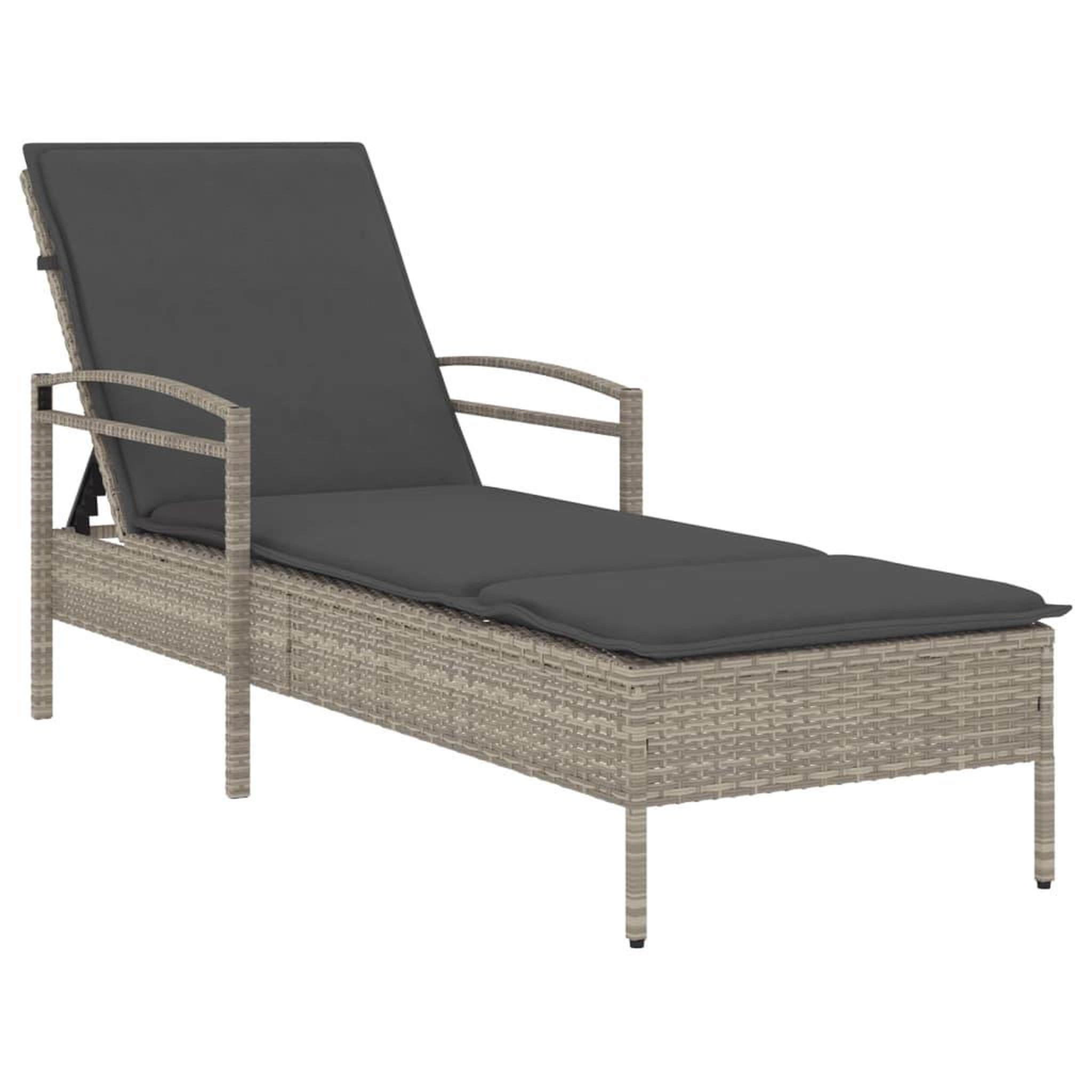 Voir la diapositive 2 : VIDAXL Chaise longue et coussin gris clair 63x200x81 cm resine tressee