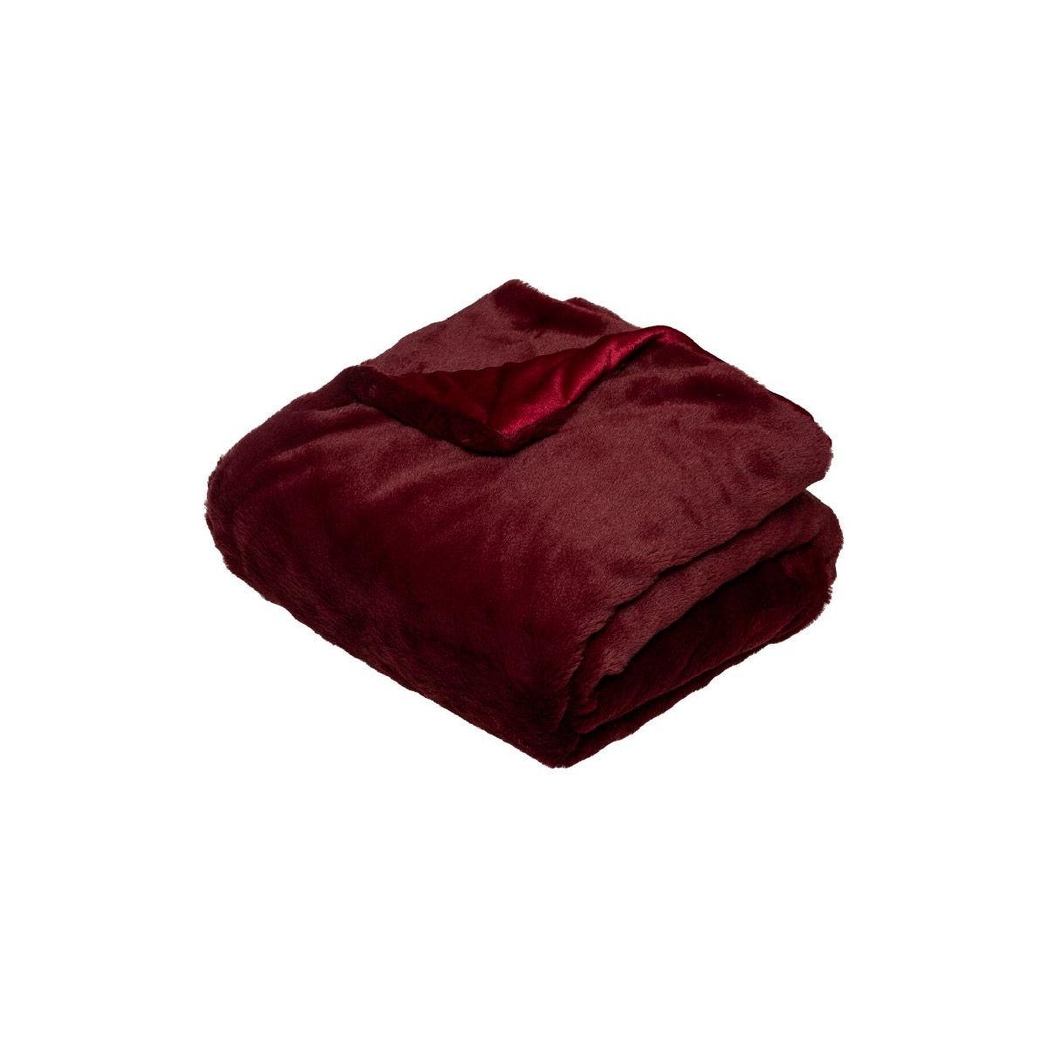 FEERIC LIGHT & CHRISTMAS Plaid imitation fourrure  vintage  125x150cm rouge