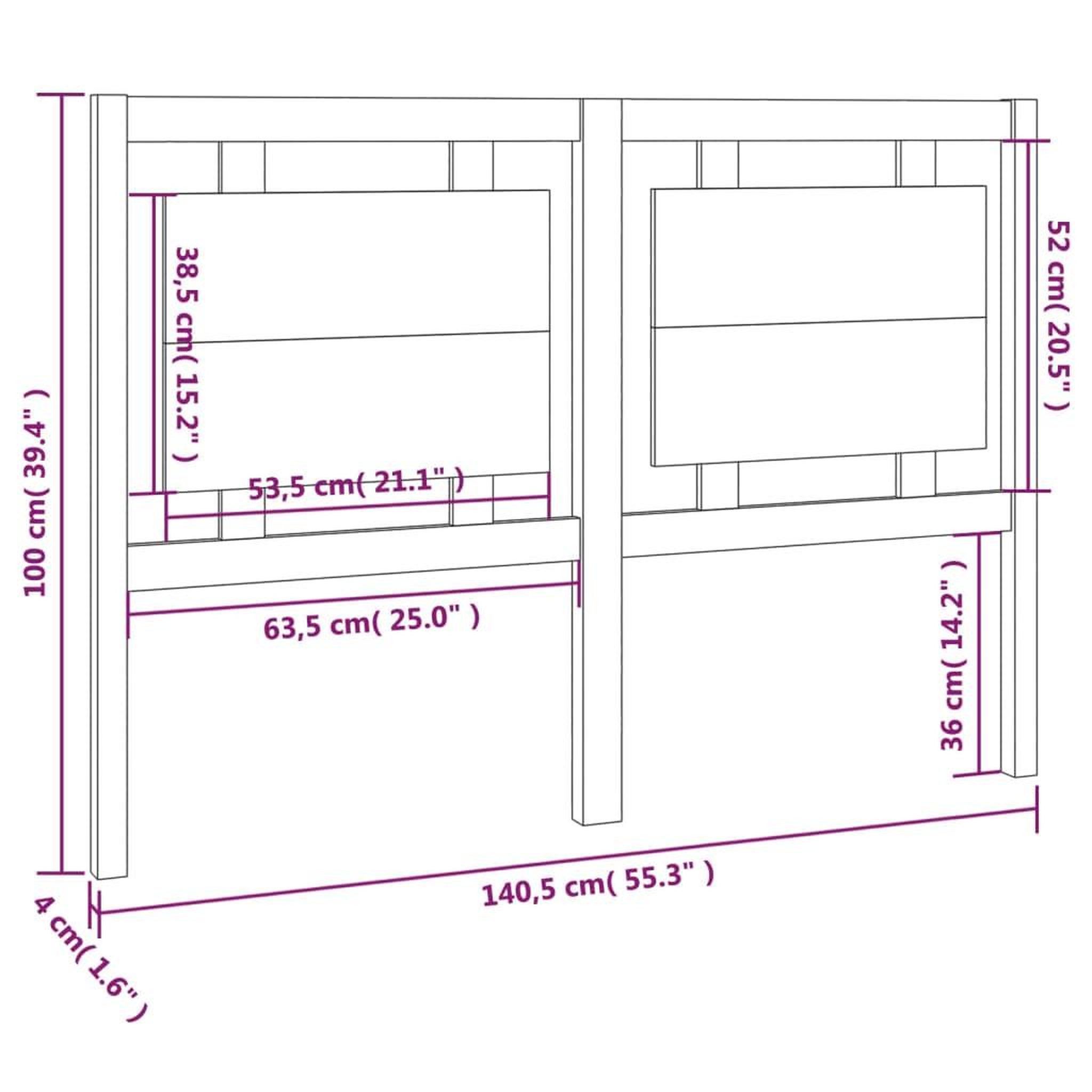 Voir la diapositive 6 : VIDAXL Tete de lit 140,5x4x100 cm Bois massif de pin