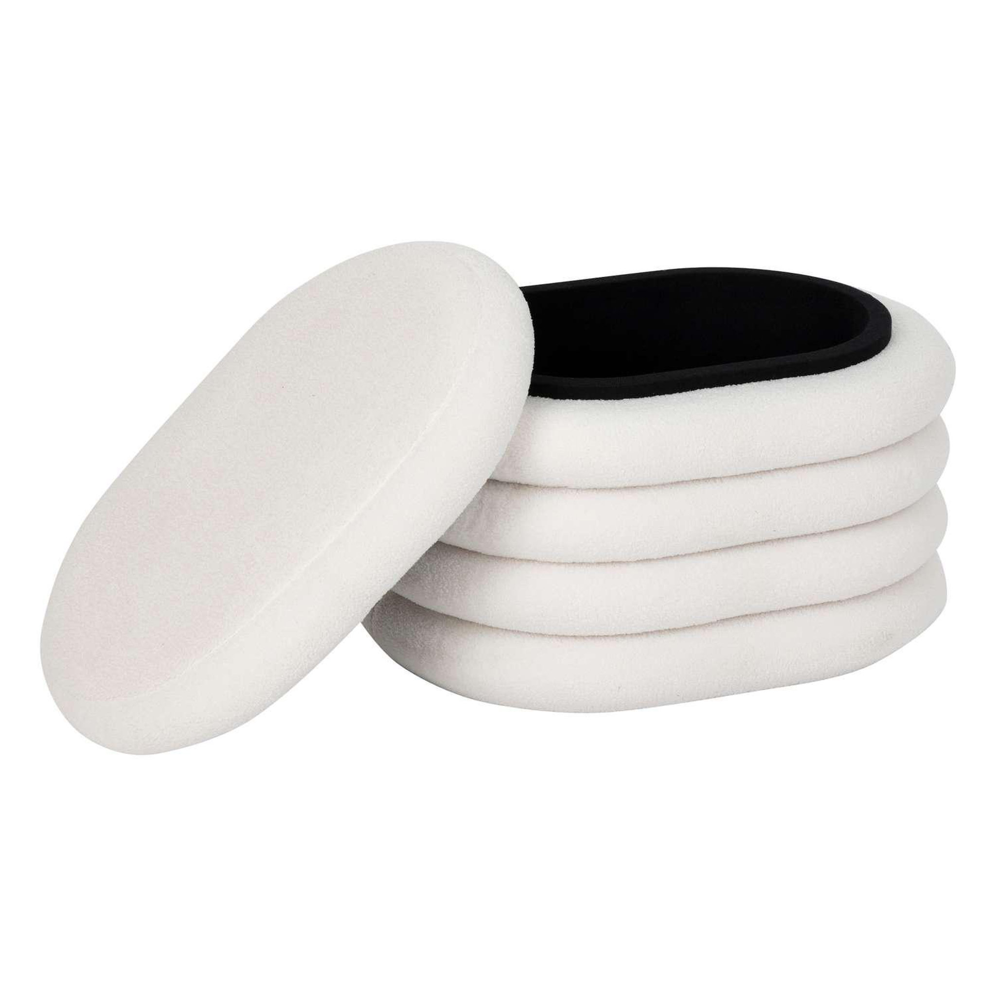 Voir la diapositive 3 : ATMOSPHERA Pouf de rangement en bouclette guilia - blanc