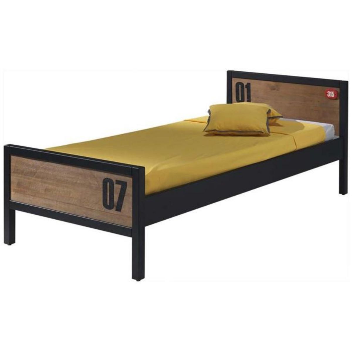 Paris Prix Lit Enfant avec Tiroir  Alex  90x200cm Marron & Noir