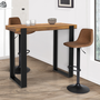 Voir la diapositive 2 : ID MARKET Table haute de bar PHOENIX bois foncé effet vieilli et noir 90 cm