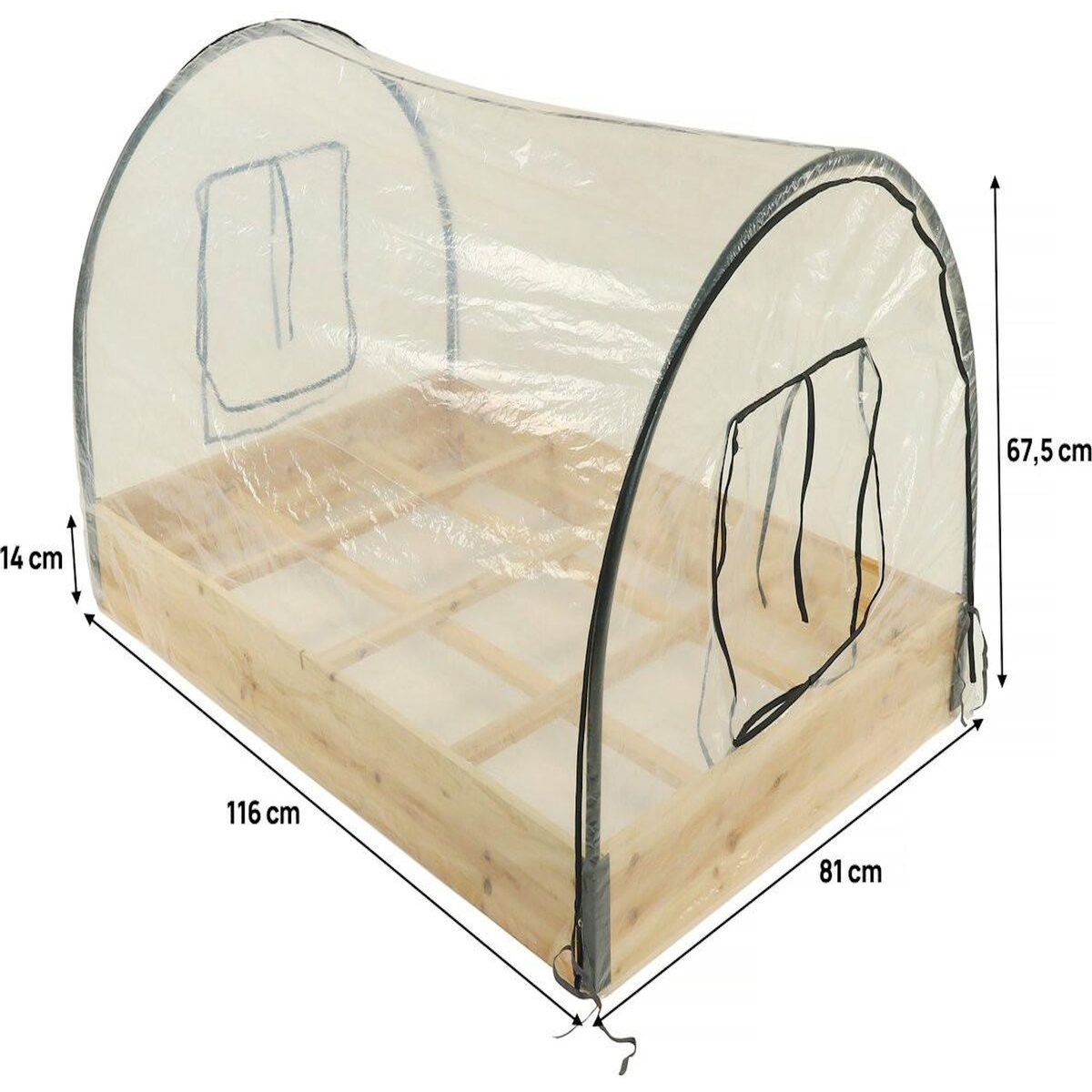 Habitat et Jardin Carré potager en bois  Muscari  - 116 x 81 x 67,5 cm - avec housse serre châssis