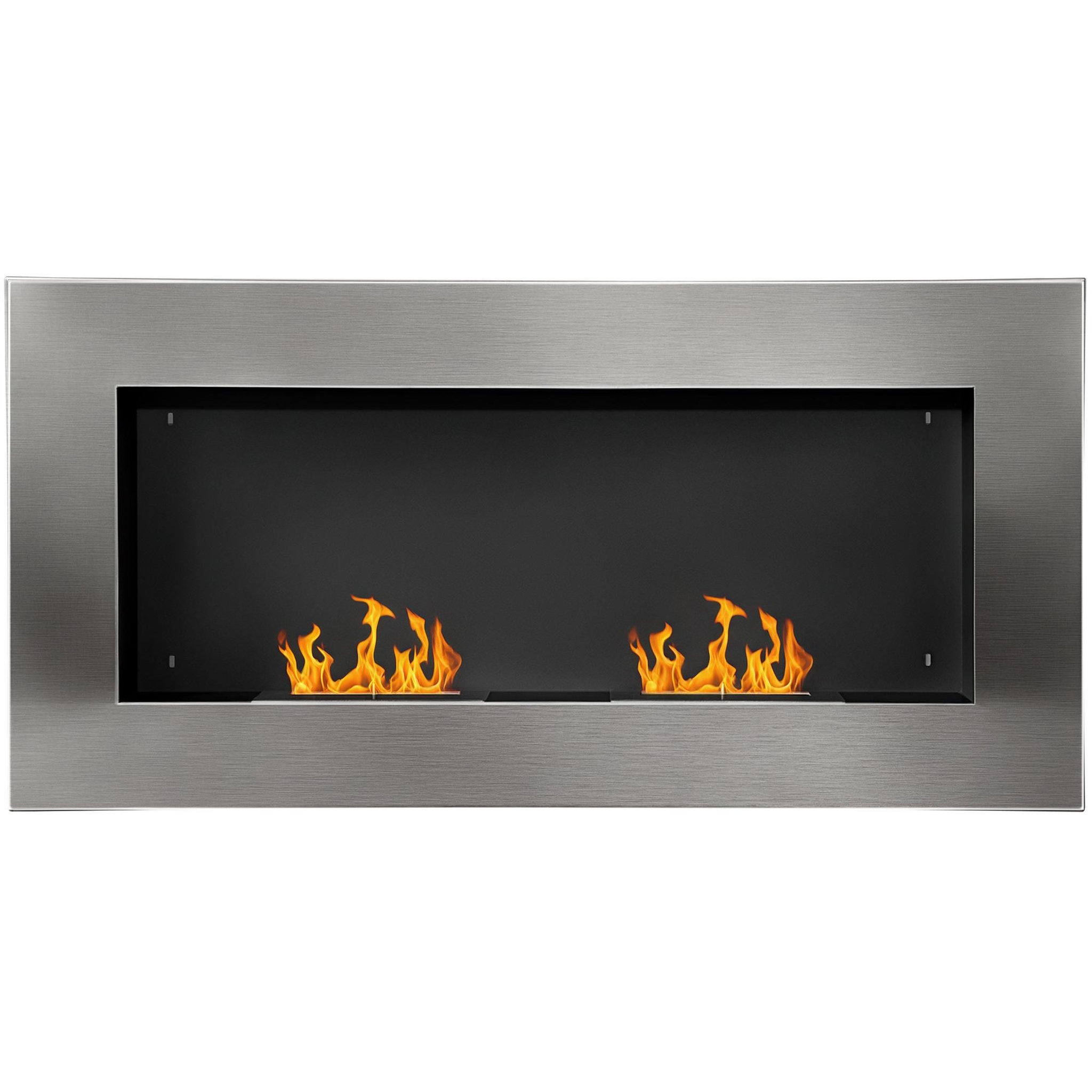HOMCOM Cheminée bioéthanol murale design Bauhaus double brûleur 3 L 110L x 14l x 54H cm couverture 25-30 m² acier inox. brossé