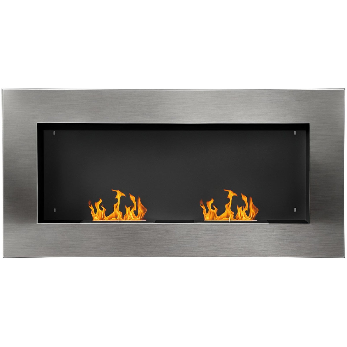 HOMCOM Cheminée bioéthanol murale design Bauhaus double brûleur 3 L 110L x 14l x 54H cm couverture 25-30 m² acier inox. brossé