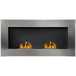 HOMCOM Cheminée bioéthanol murale design Bauhaus double brûleur 3 L 110L x 14l x 54H cm couverture 25-30 m² acier inox. brossé