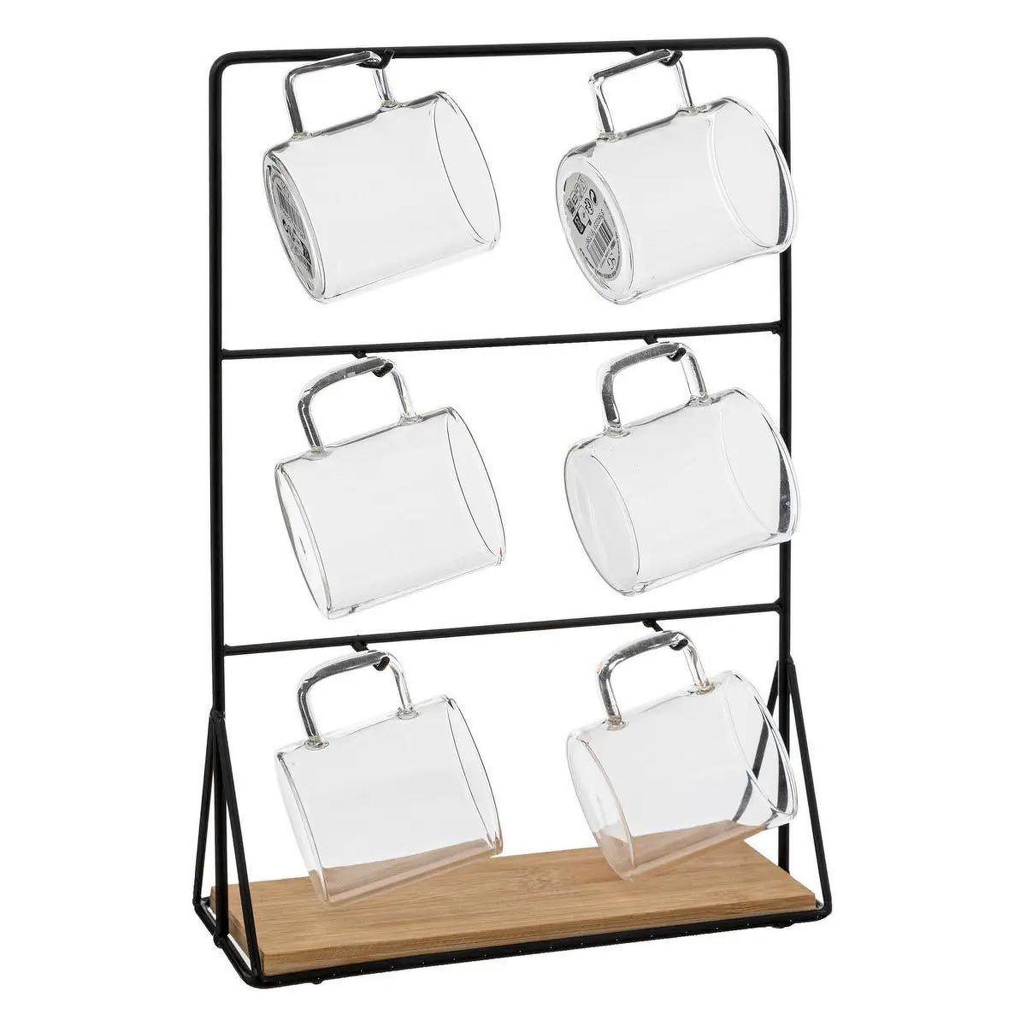 SECRET DE GOURMET Lot de 6 tasses sur rack  mia  30cm transparent