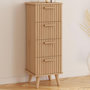 Voir la diapositive 2 : ID MARKET Meuble d'appoint 4 tiroirs JULIETTE 30 cm chiffonnier effet lattes tasseau bois coloris chêne