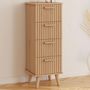 Voir la diapositive 2 : ID MARKET Meuble d'appoint 4 tiroirs JULIETTE 30 cm chiffonnier effet lattes tasseau bois coloris chêne