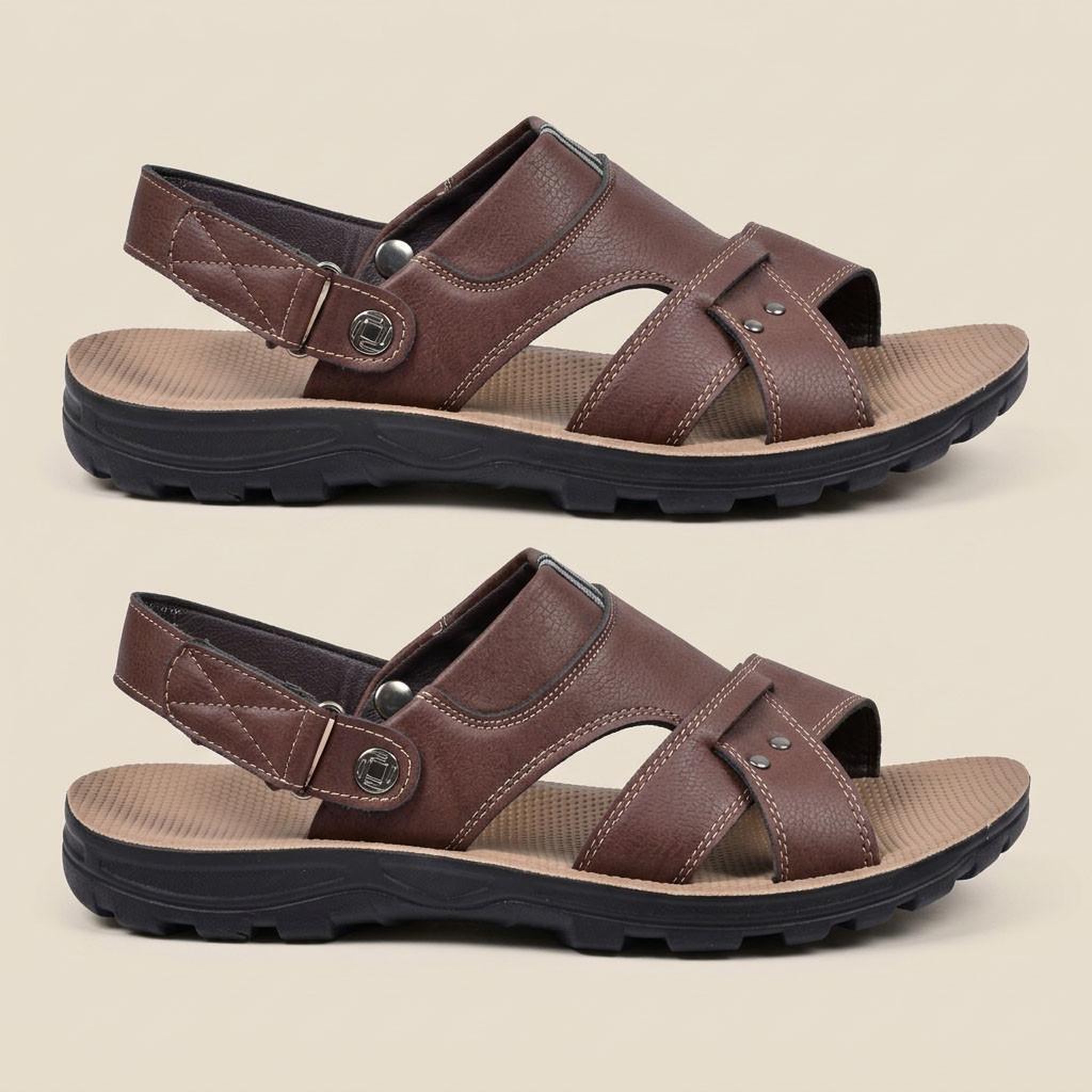 Voir la diapositive 3 : OZABI OZABI Sandales Homme Confort Semelle Souple Antiderapante Scratch 39-45