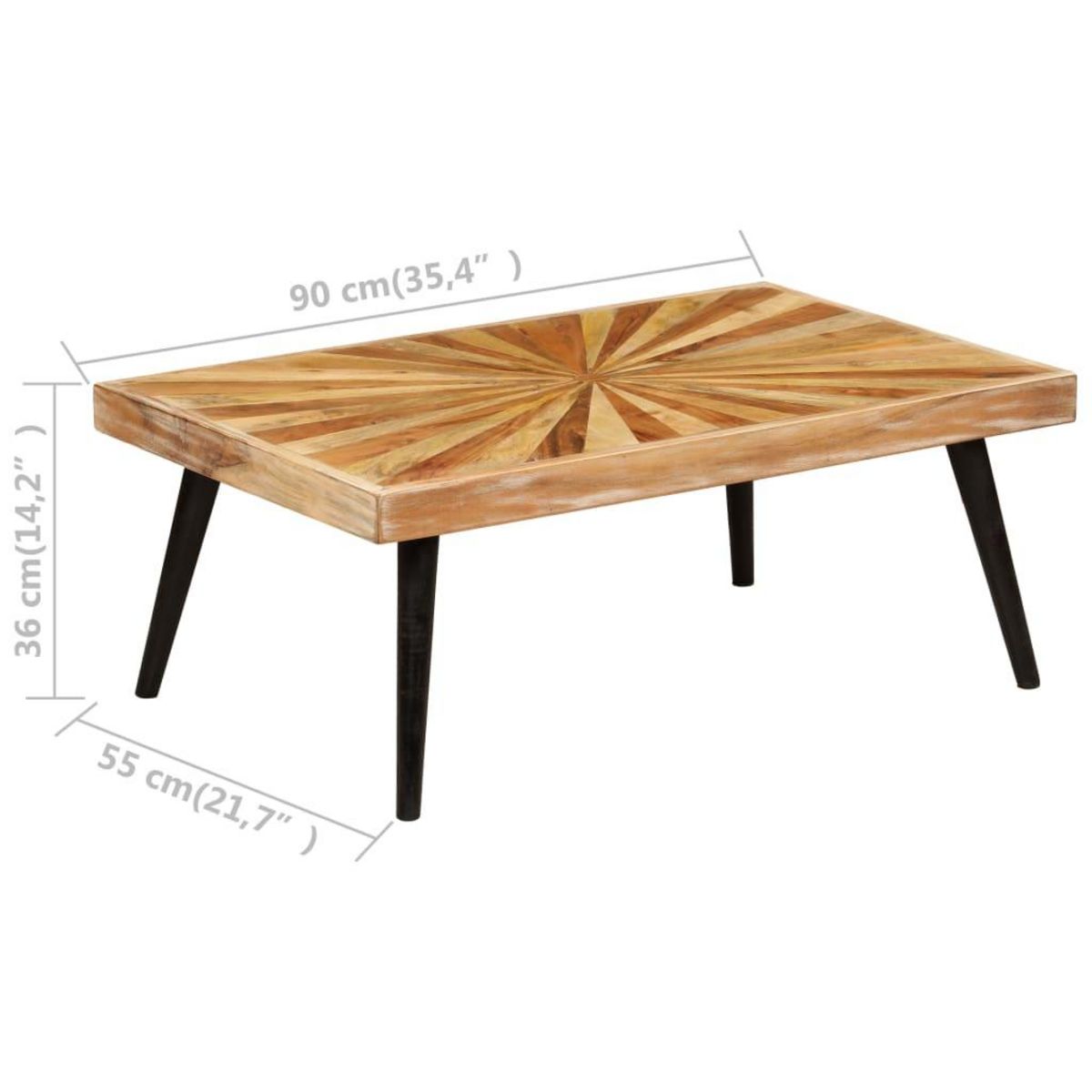 VIDAXL Table basse Bois de manguier massif 90x55x36 cm