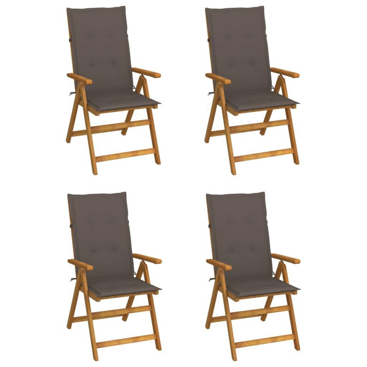 VIDAXL Chaises inclinables de jardin lot de 4 et coussins Bois acacia