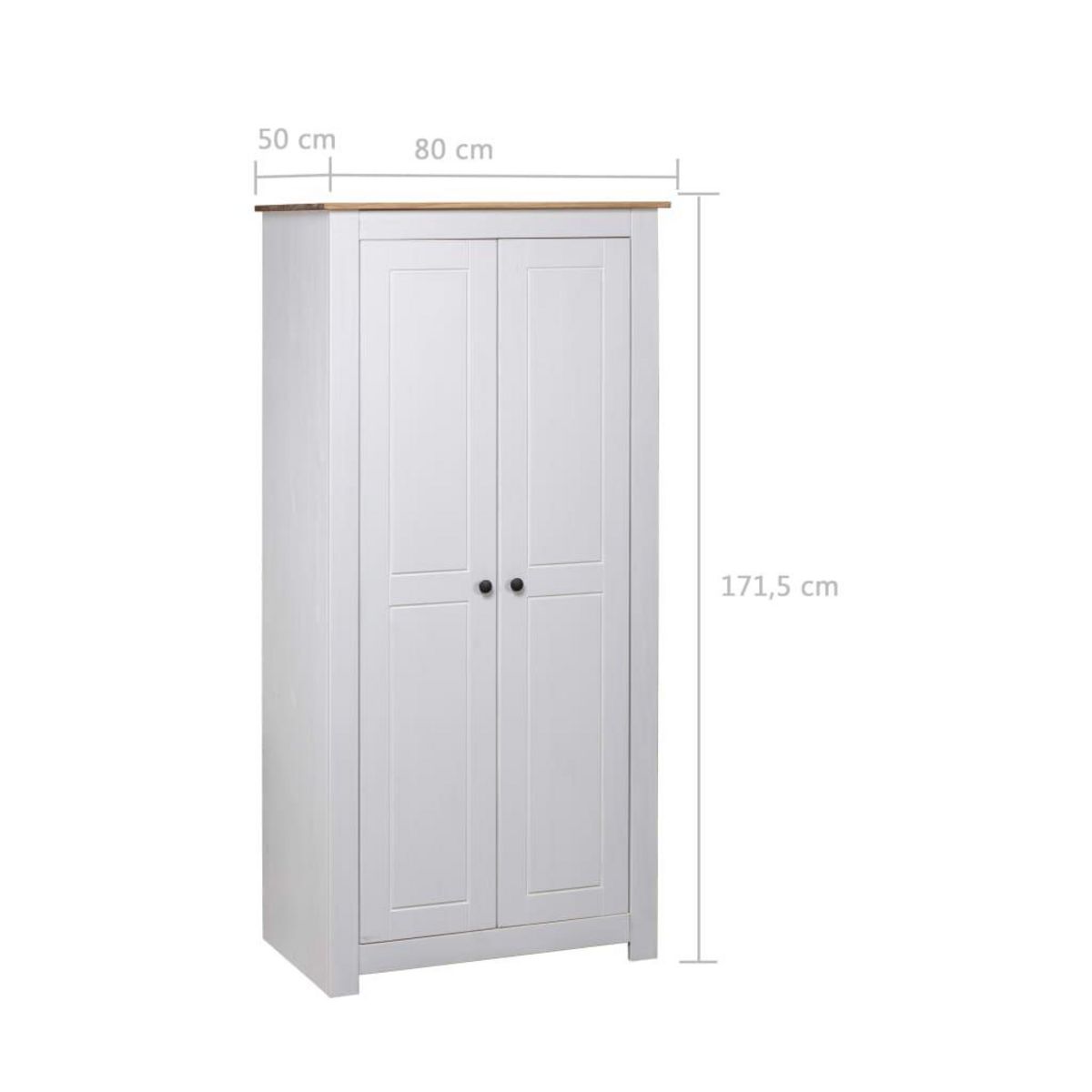VIDAXL Garde-robe Blanc 80x50x171,5 cm Pin massif Assortiment Panama