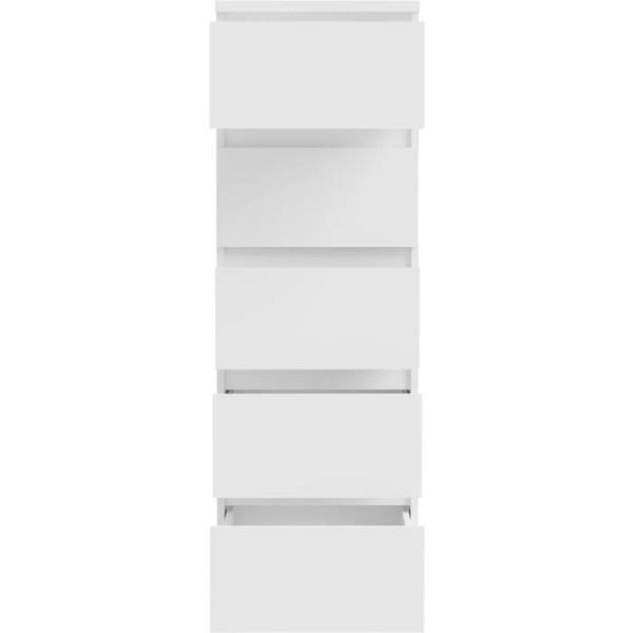 Voir la diapositive 4 : MARKET24 Commode CHELSEA 5 tiroirs - L 41,8 x P 42,2 x H 128,1 cm- Décor blanc mat