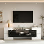 Voir la diapositive 2 : MERAX Meuble tv blanc+noir 200 cm led mdf