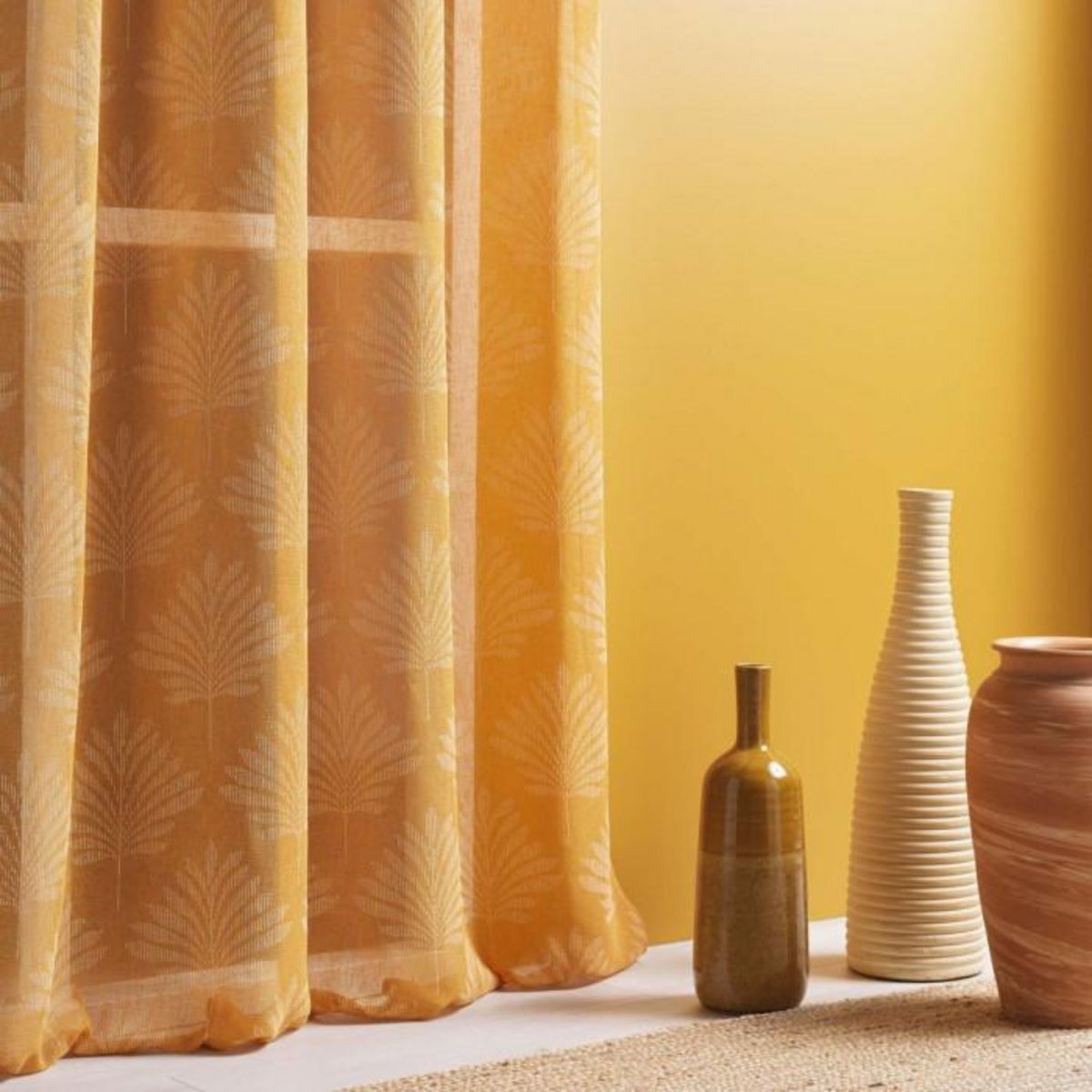 Paris Prix Rideau Voilage à Œillets  Levita  140x240cm Ocre
