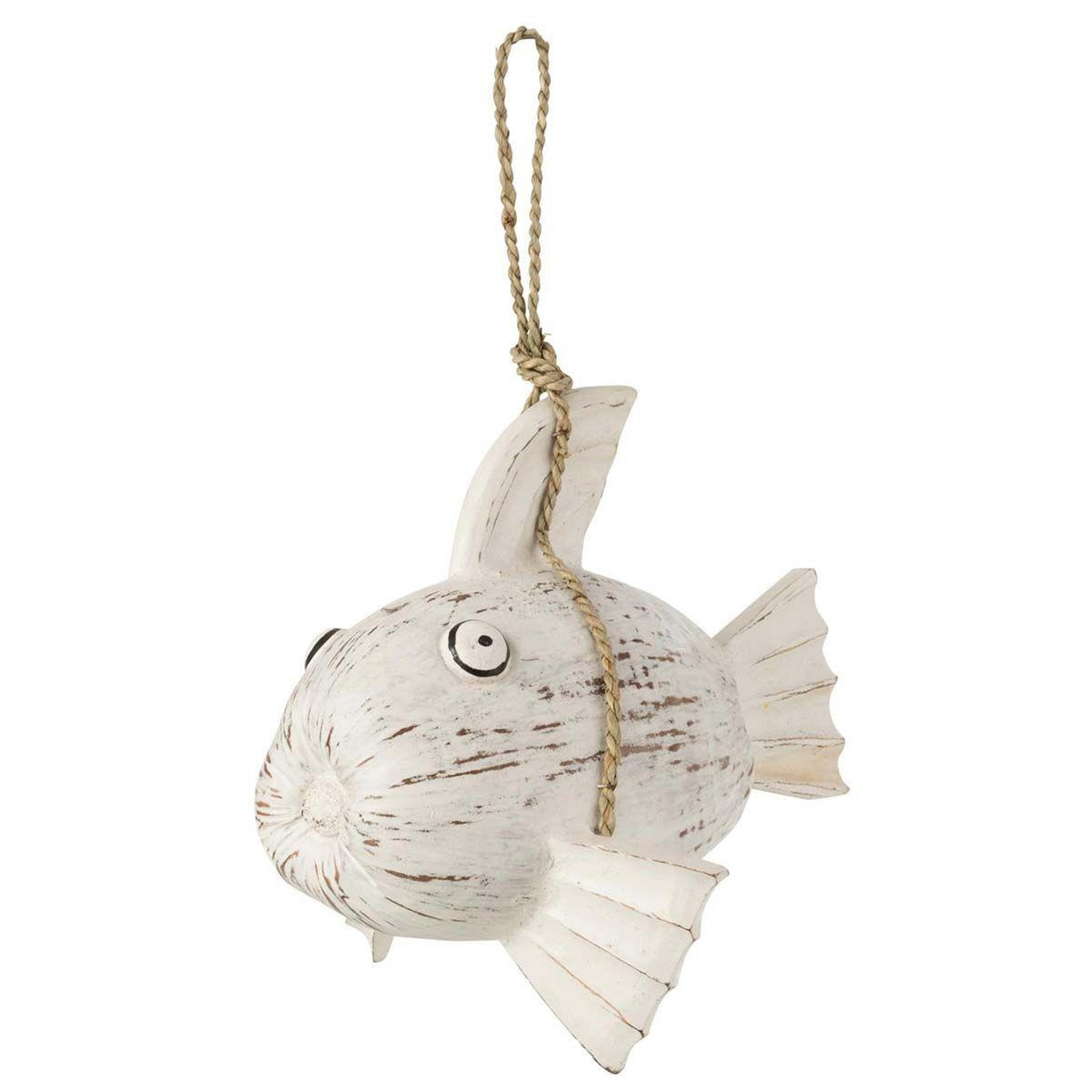 J-LINE Décoration murale  suspension poisson  28cm blanc