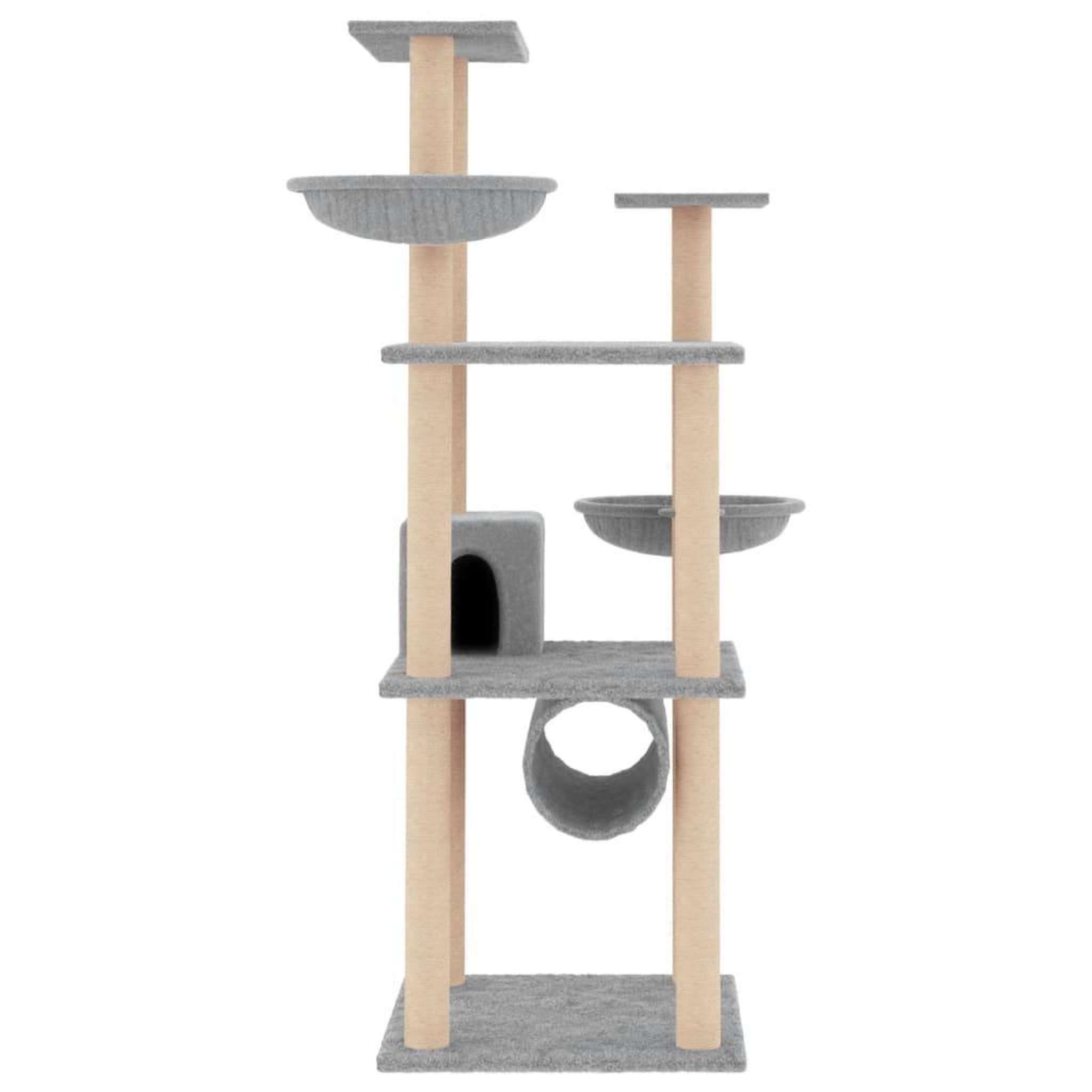 Voir la diapositive 3 : VIDAXL Arbre a chat avec griffoirs en sisal gris clair 141 cm