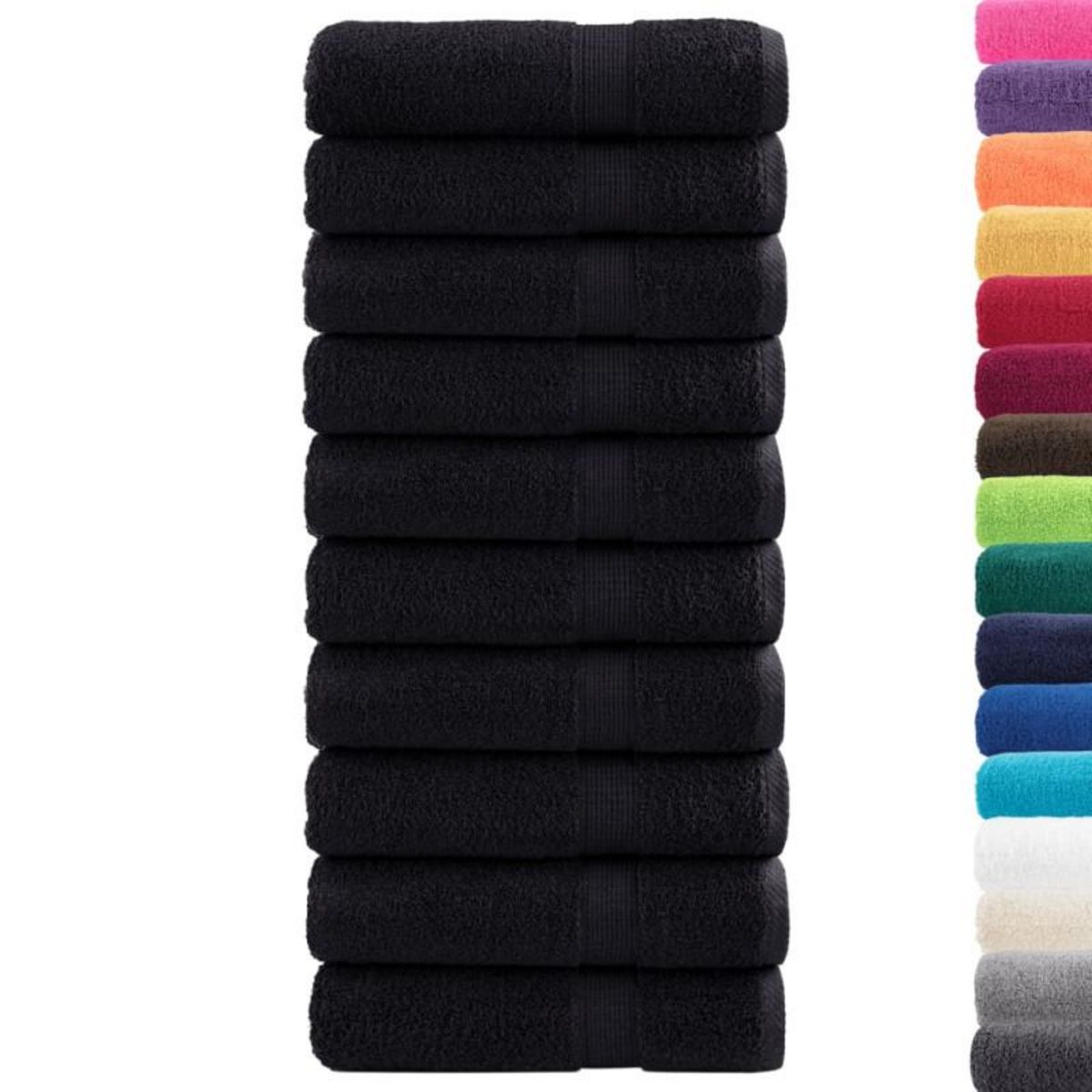 VIDAXL Serviettes de douche de qualité supérieure SOLUND 10 pcs noir