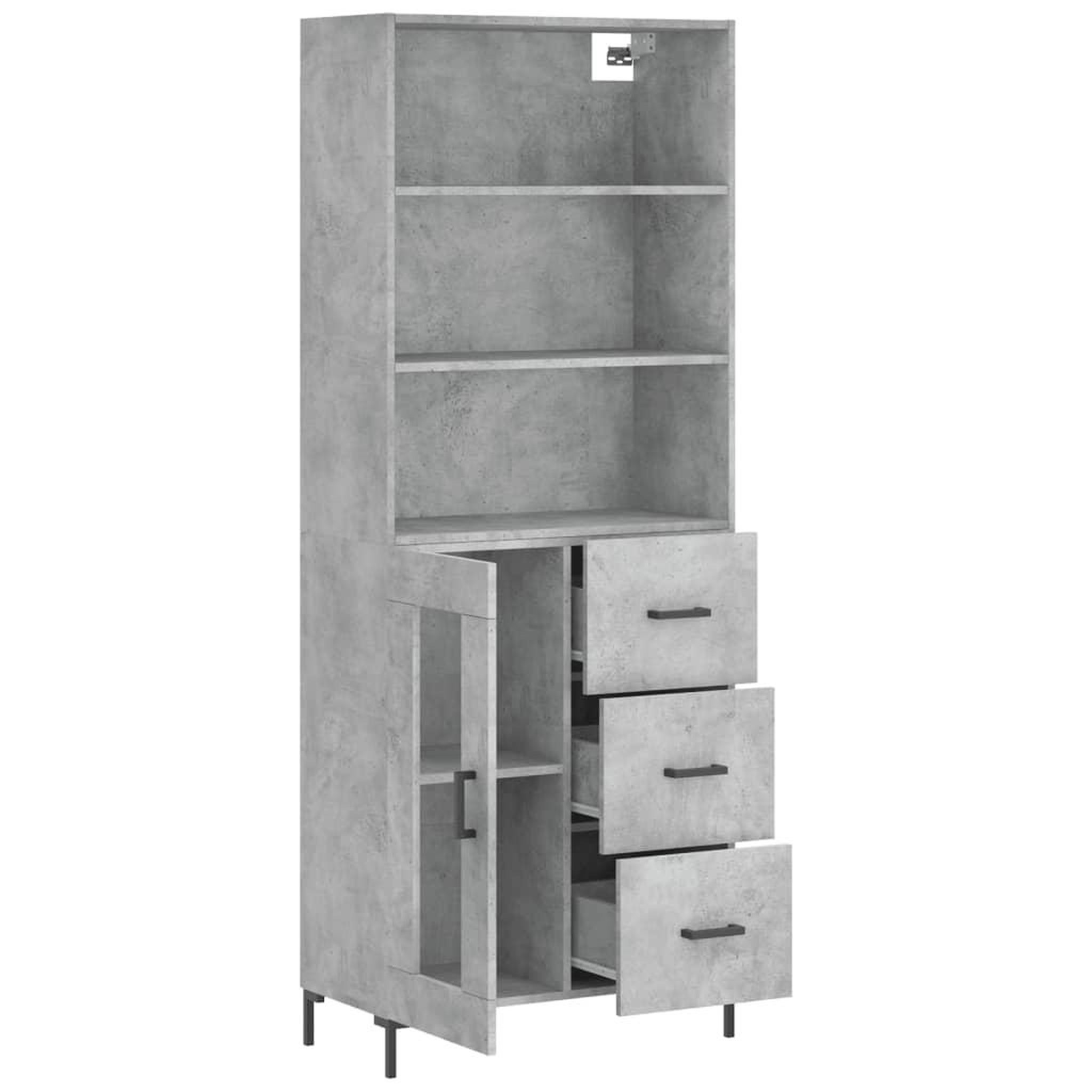 Voir la diapositive 4 : VIDAXL Buffet haut Gris beton 69,5x34x180 cm Bois d'ingenierie