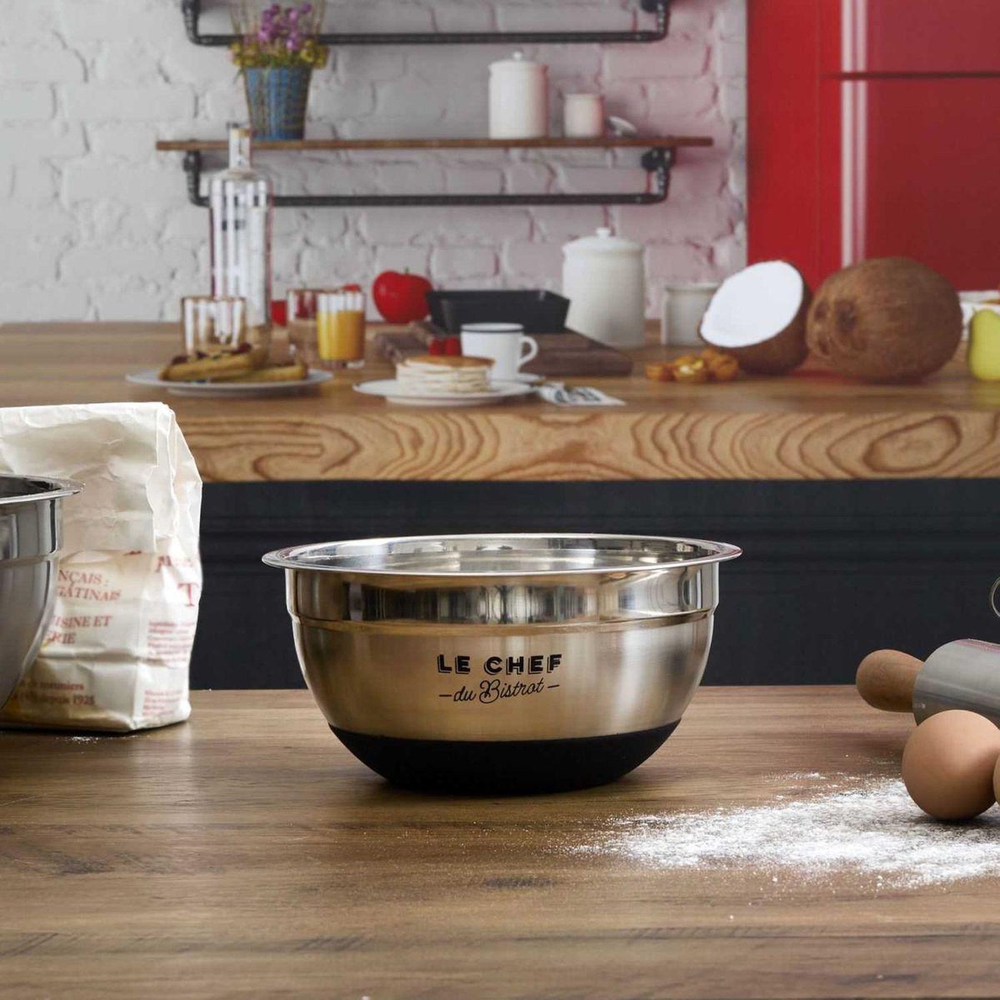 Voir la diapositive 2 : COOK CONCEPT Bol mélangeur antidérapant  bistrot  20cm argent