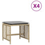 Voir la diapositive 2 : VIDAXL Tabourets jardin et coussins lot de 4 melange beige 41x41x36 cm