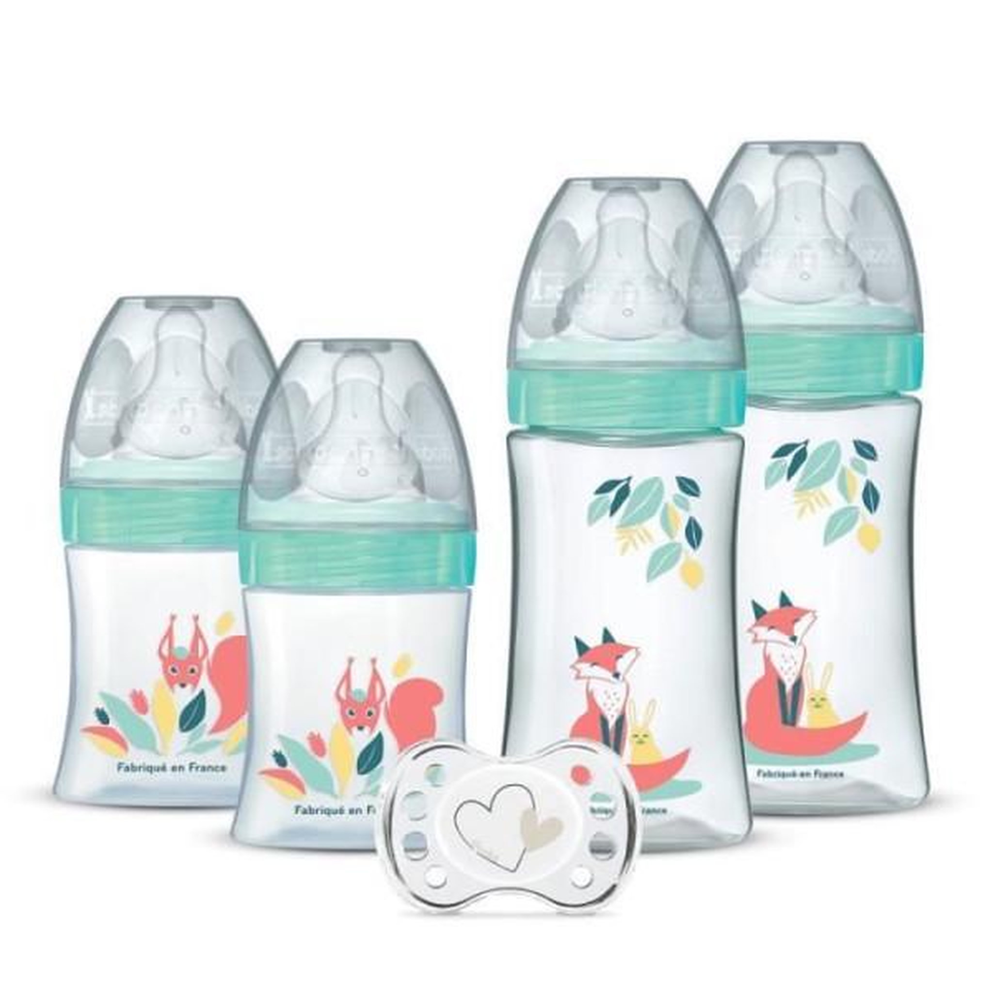 DODIE DODIE Lot de 4 biberons naissance Tétine Ronde Anti-Colique (2x150mL et 2x270mL), + une sucette naissance