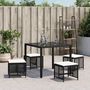 Voir la diapositive 3 : VIDAXL Tabourets de jardin et coussins lot de 4 noir 41x41x36 cm rotin