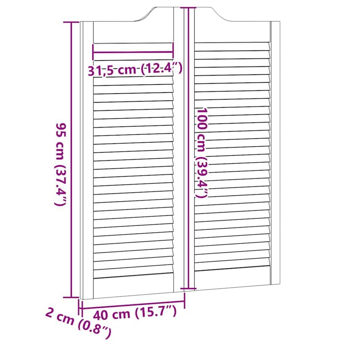 VIDAXL Portes battantes a persiennes 1 paire blanc 100x80 cm