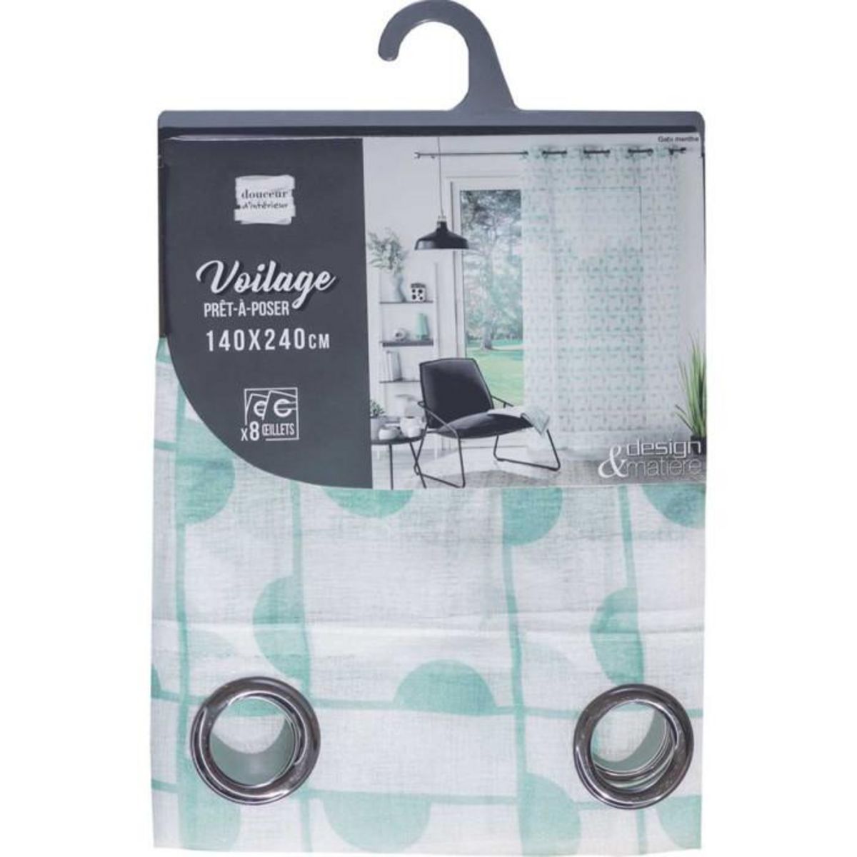 Paris Prix Rideau Voilage à Œillets  Gabi  140x240cm Menthe