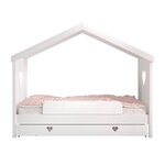 Paris Prix Lit Gigogne Cabane Enfant Ouvert & Barrière  Amori  90x200cm Blanc