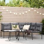 VIDAXL Ensemble de canapes de jardin et coussins noir acier textilene