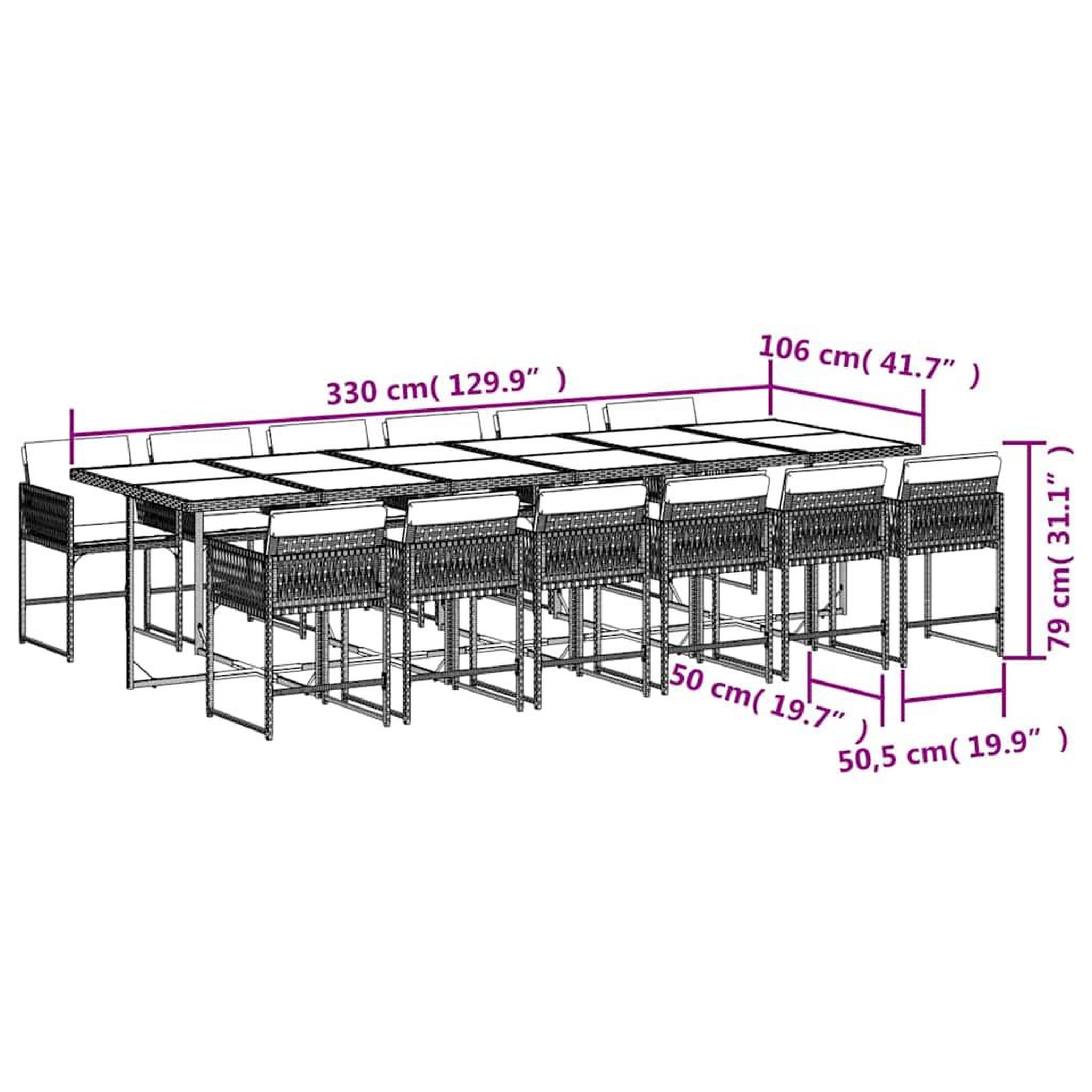 Voir la diapositive 6 : VIDAXL Ensemble a manger de jardin coussins 13 pcs gris resine tressee