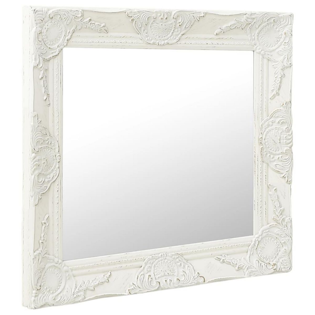 VIDAXL Miroir mural style baroque 60x60 cm Blanc