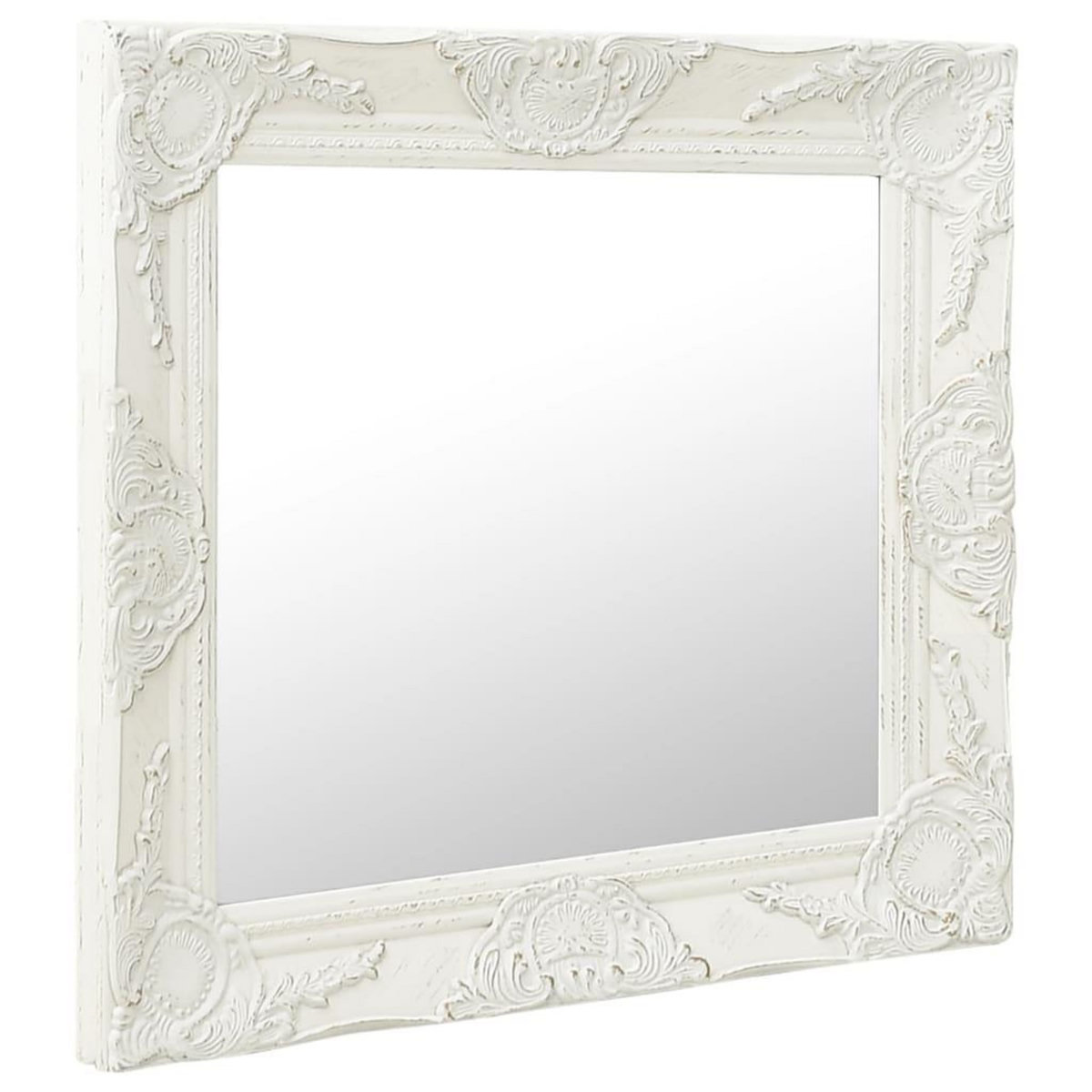 VIDAXL Miroir mural style baroque 60x60 cm Blanc