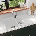VIDAXL Evier de cuisine Granit Double lavabo Blanc