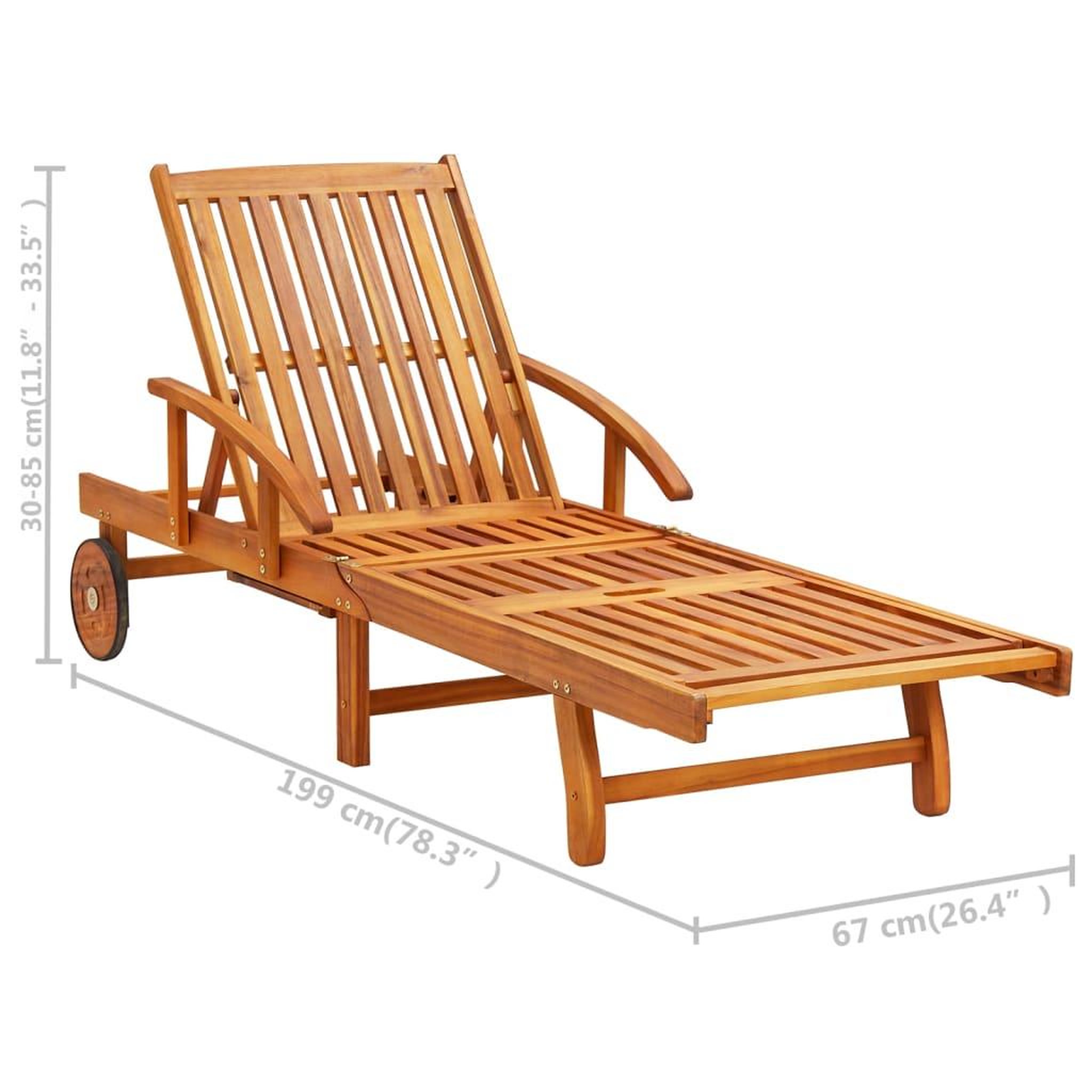 Voir la diapositive 6 : VIDAXL Chaises longues lot de 2 avec table et coussins Acacia solide