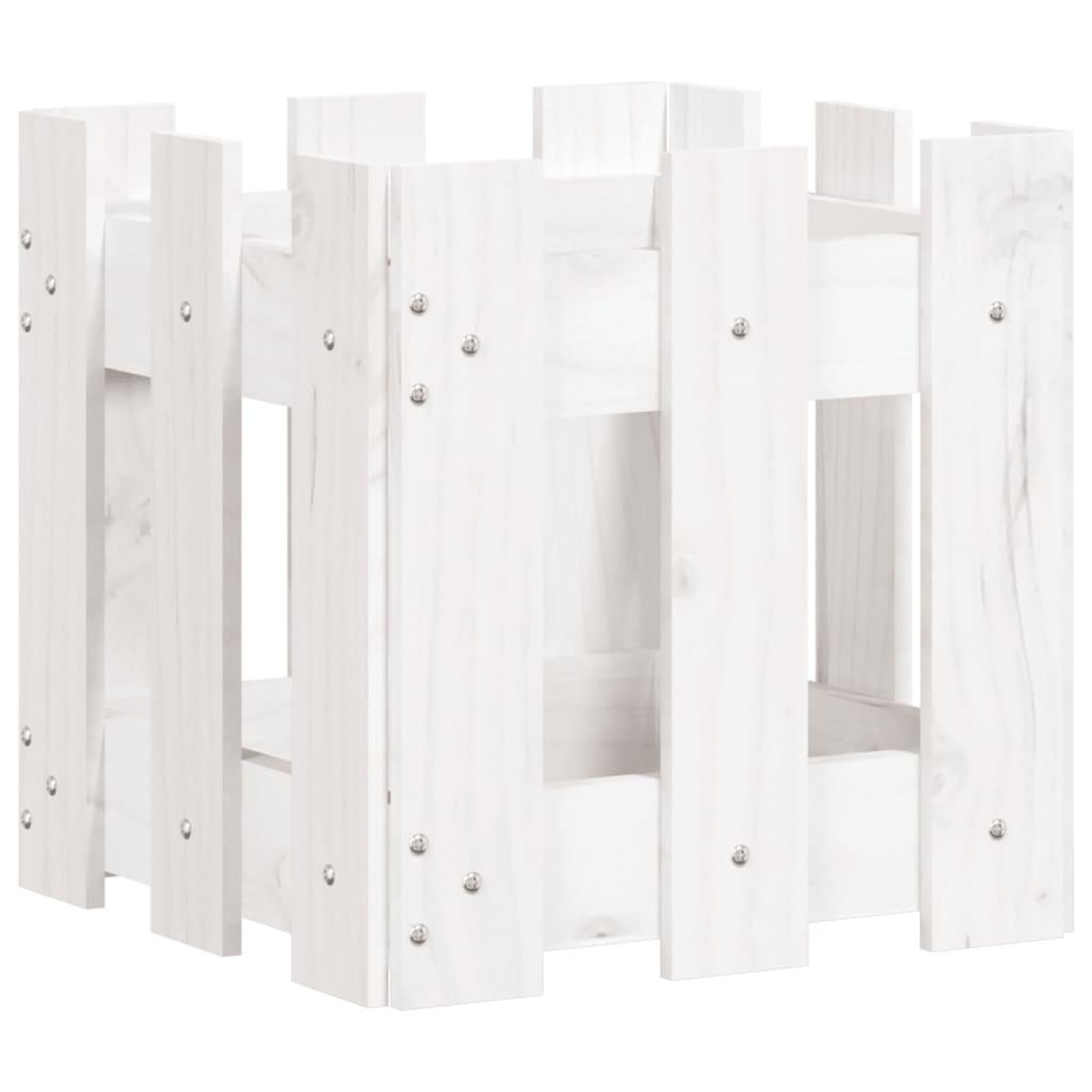 Voir la diapositive 2 : VIDAXL Jardiniere avec design de cloture blanc 30x30x30 cm pin massif