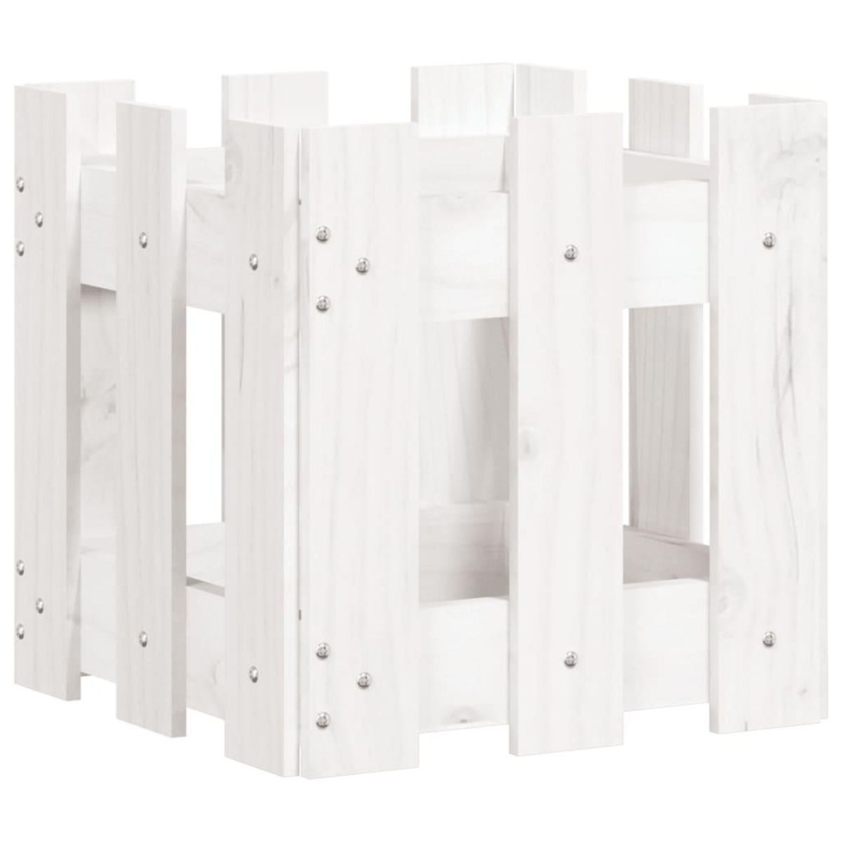 VIDAXL Jardiniere avec design de cloture blanc 30x30x30 cm pin massif