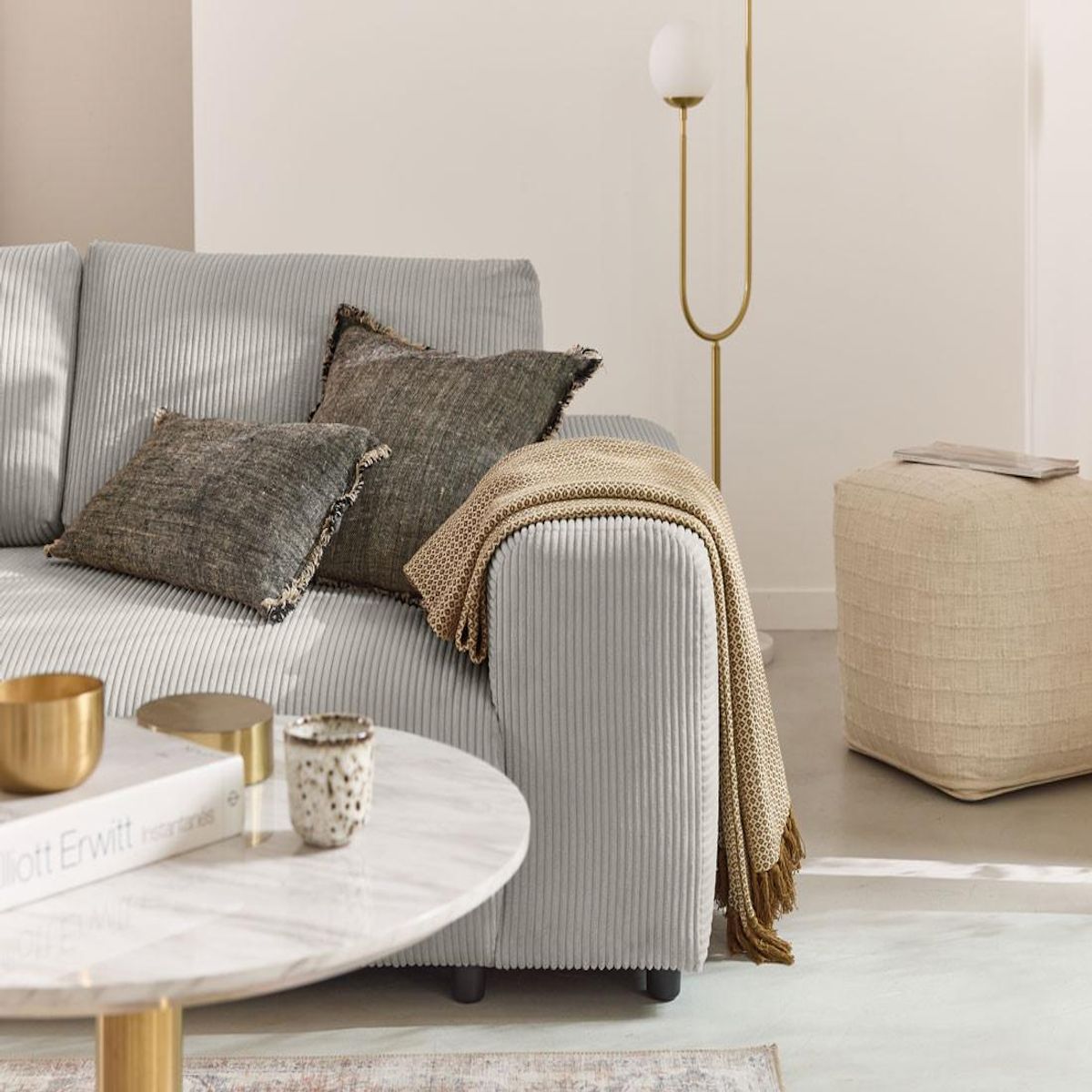 LISA DESIGN Garance - canapé droit 3 places - en velours côtelé