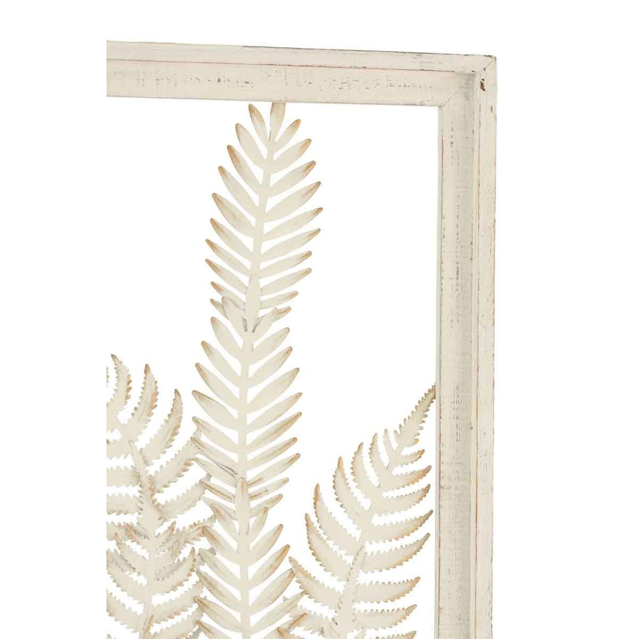 Voir la diapositive 2 : J-LINE Décoration Murale en Métal  Plantes  82cm Blanc